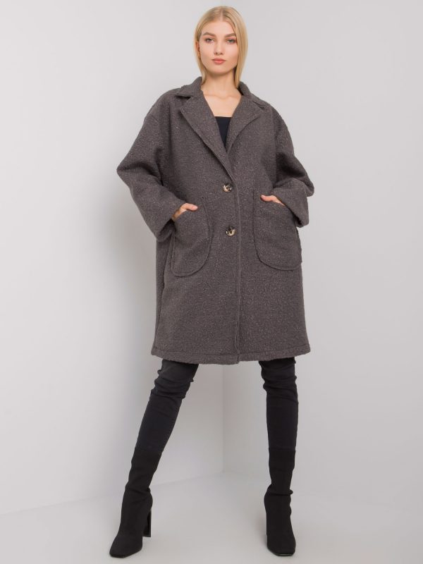 Women's graphite coat with pockets Bedford OCH BELLA