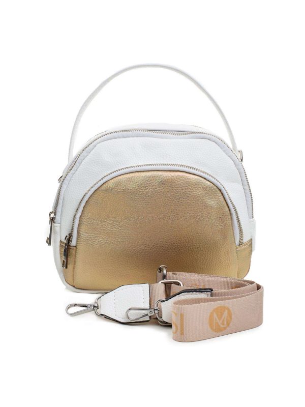 White and gold eco leather handbag