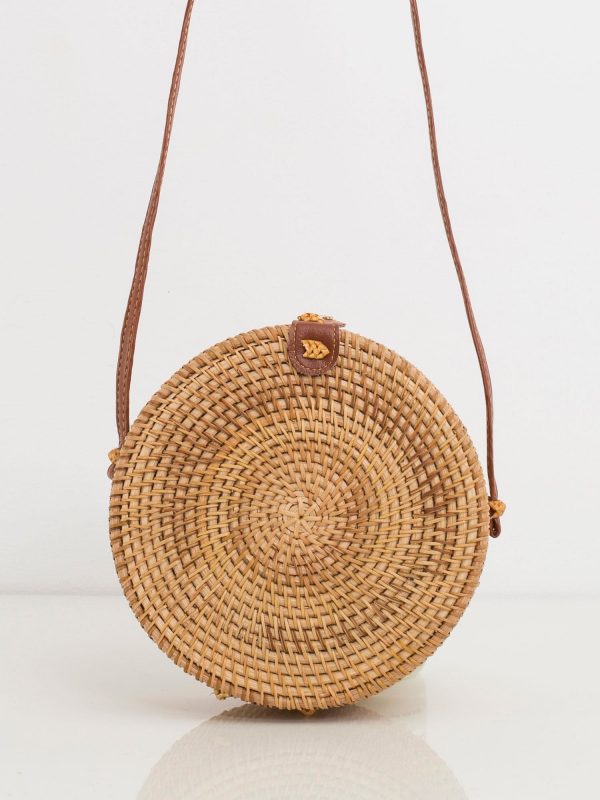 Beige Round Braided Handbag