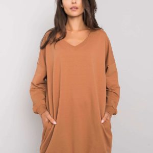 Nayla light brown V-neck sweatshirt