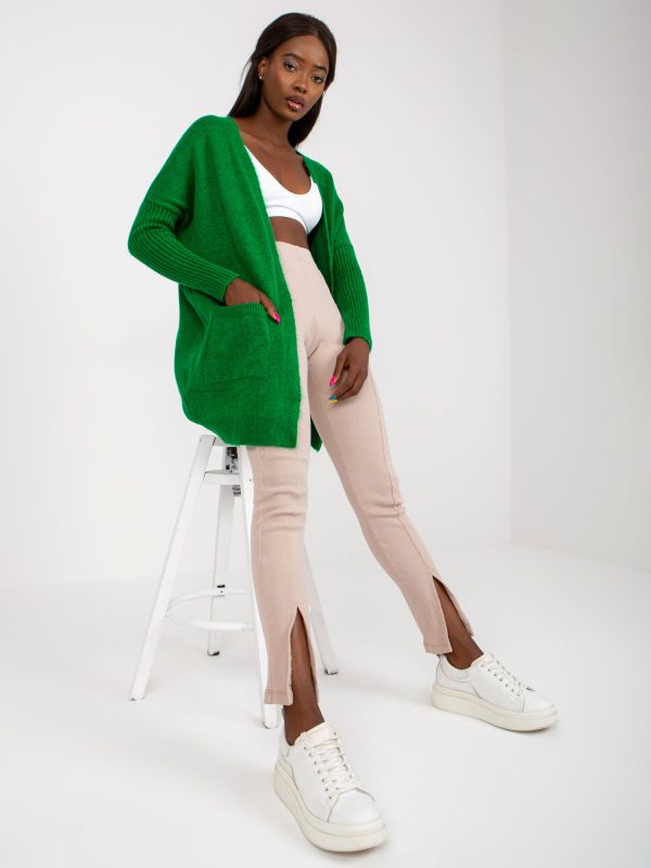 Green Classic Long Sleeve Cardigan Barreiro RUE PARIS