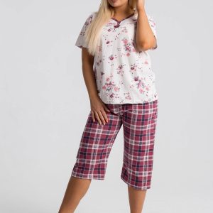 Burgundy Plus Size Patterned Pyjamas