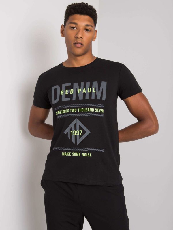 Black Men's T-Shirt with Asher Print