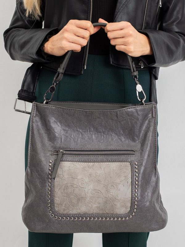 Dark grey eco leather handbag