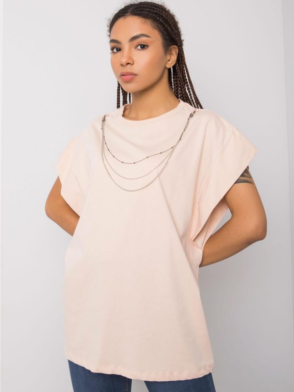 Peach t-shirt with necklace Arianna RUE PARIS