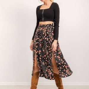 BSL Black Floral Skirt