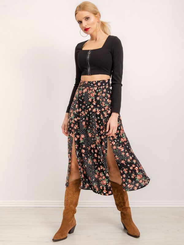 BSL Black Floral Skirt