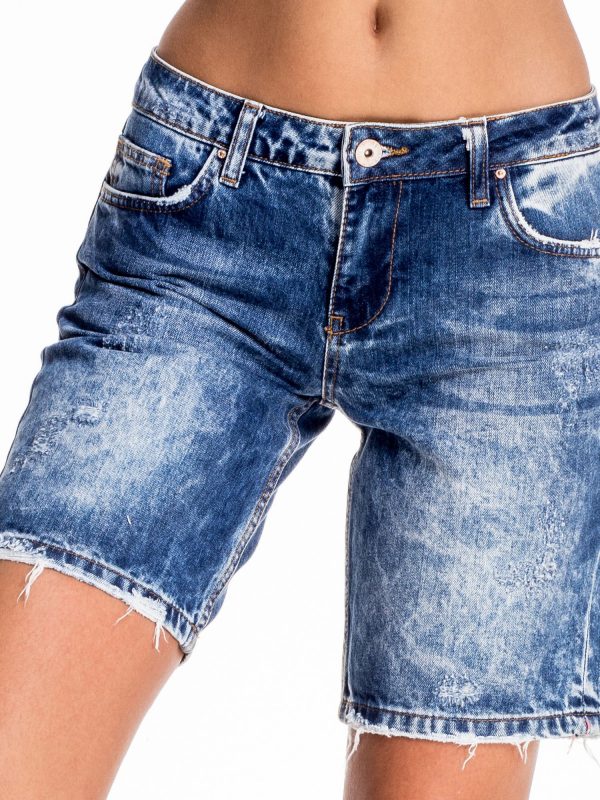 Blue denim shorts with longer leg