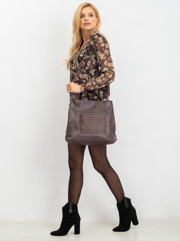 Dark brown eco leather handbag