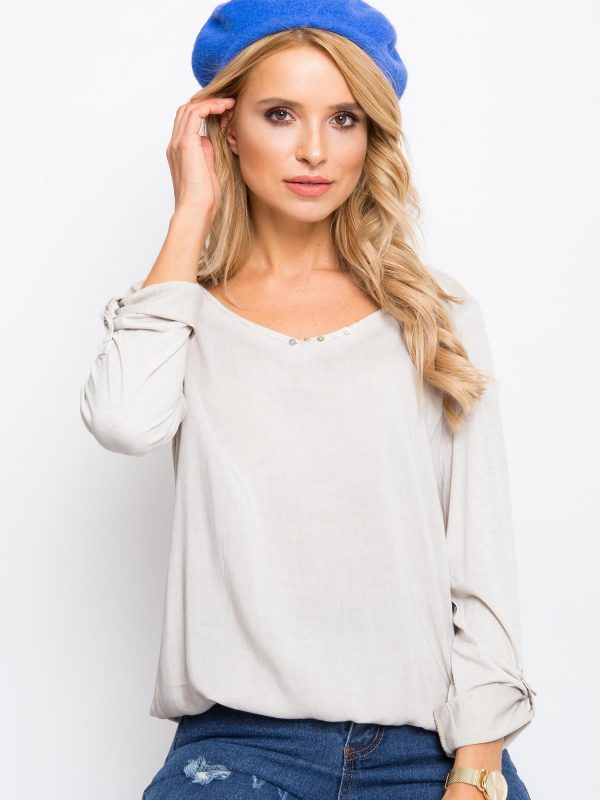 RUE PARIS Grey Blouse Baddie