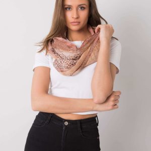 Beige and pink scarf in animal patterns