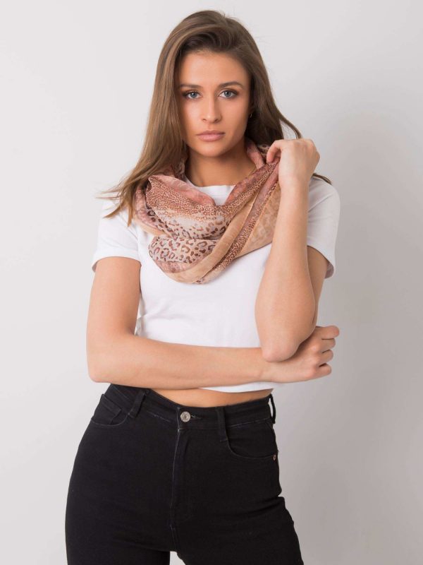 Beige and pink scarf in animal patterns