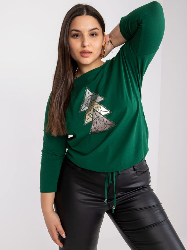 Dark green plus size blouse with Beate ribbed