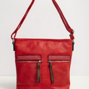 Red bag with openwork pockets