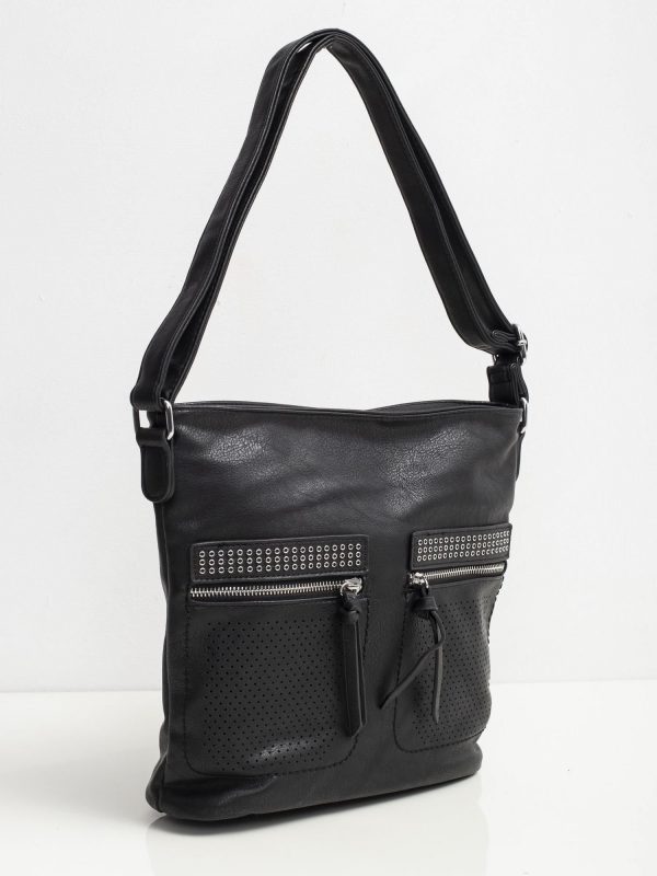 Black bag with openwork pockets