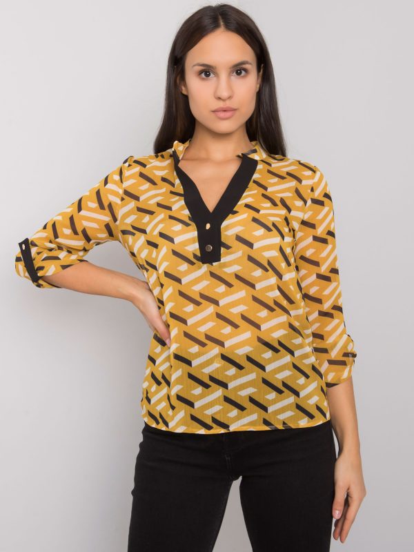 Black and yellow blouse for women with Denver prints