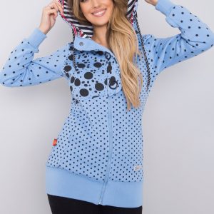 Blue long polka dot hoodie