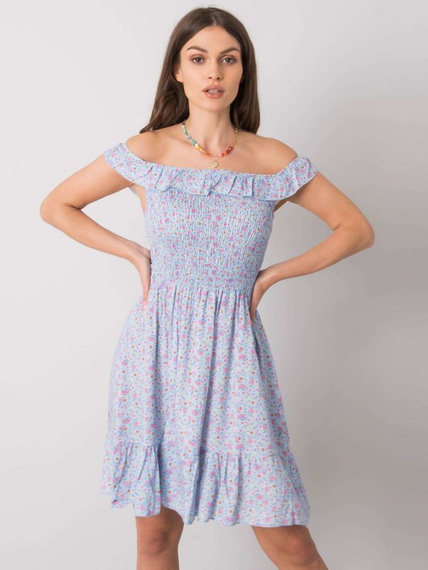 Light blue dress with flounce Lanciano