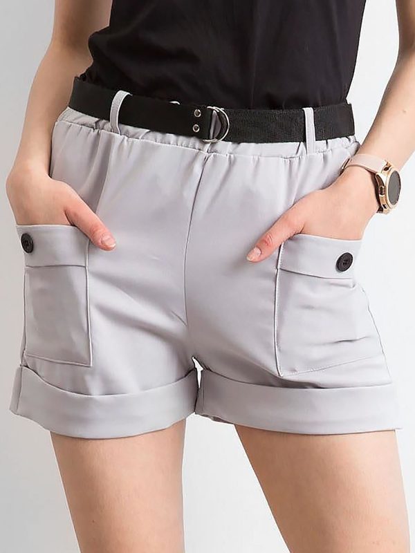 Grey women's shorts with pockets