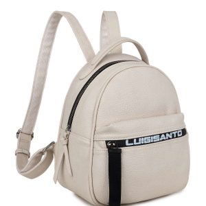 Beige women's backpack in eco-leather LUIGISANTO