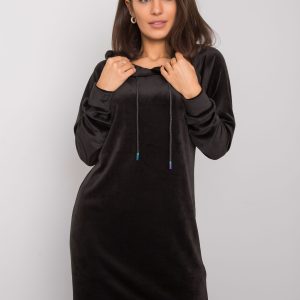 Black velour dress with hood Messina