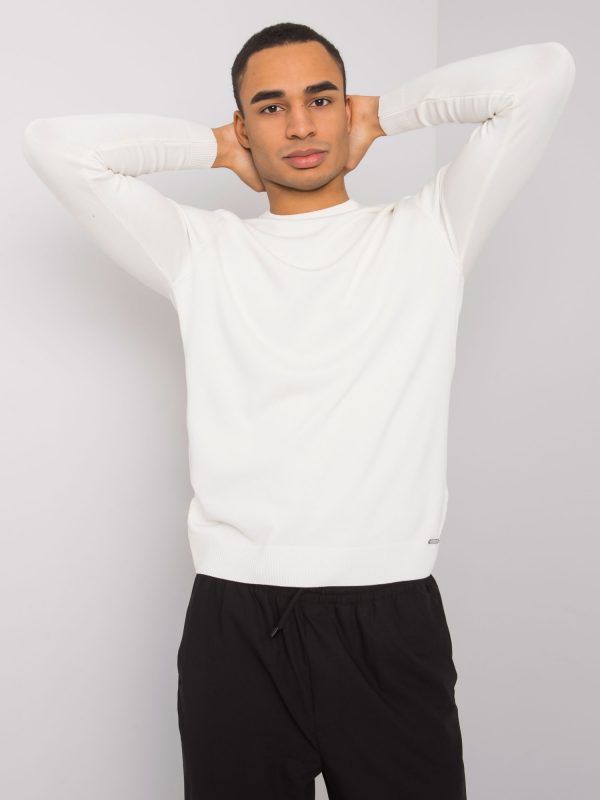 Ecru men's sweater with round neck Duke LIWALI