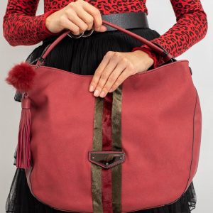 Burgundy bag with fur insert