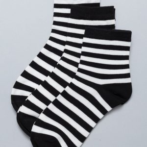 Black and white striped socks 3-pack