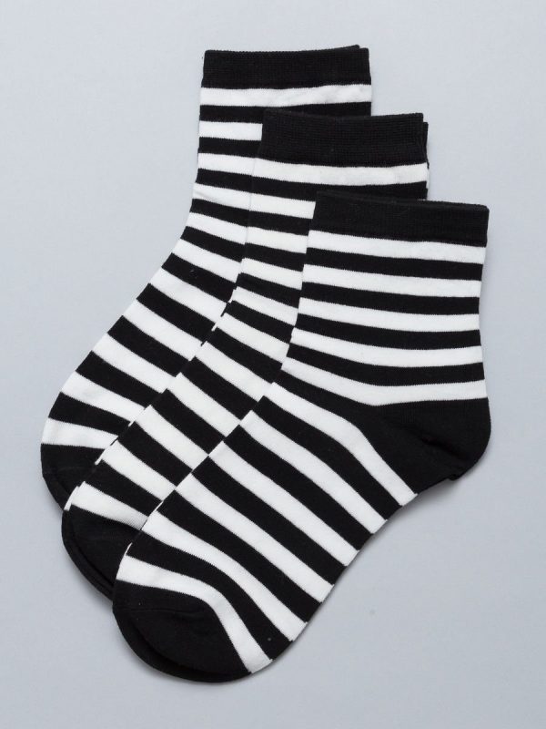 Black and white striped socks 3-pack