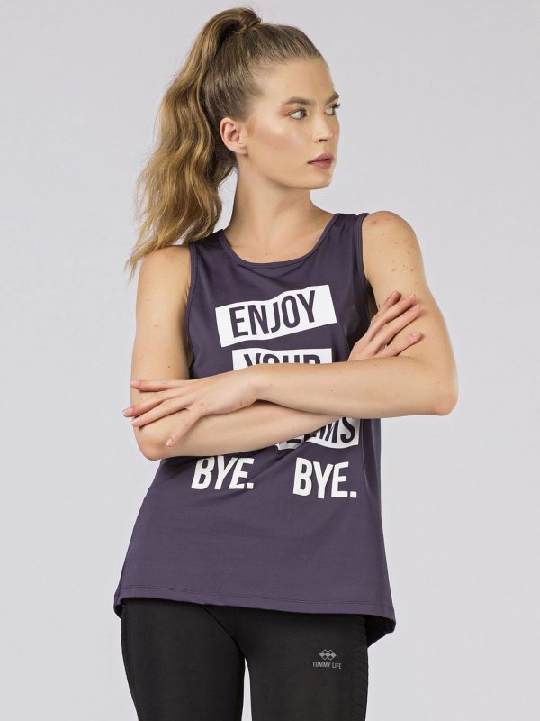 TOMMY LIFE Purple sports top