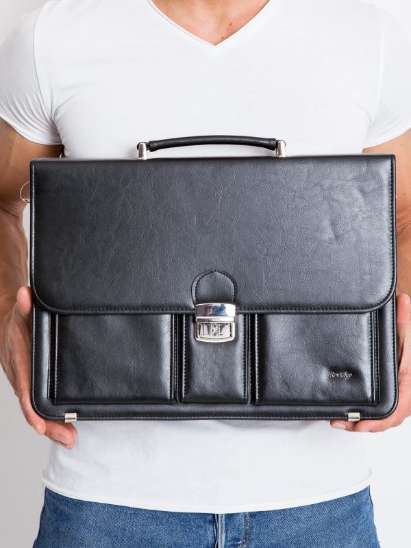 Black Men's Leather Briefcase