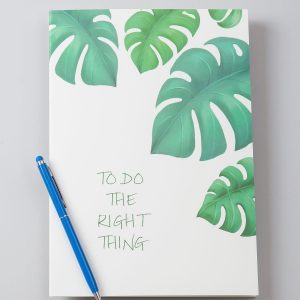 White notebook with vegetable motif