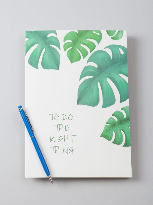 White notebook with vegetable motif