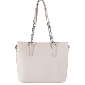 Light Beige Roomy Shoulder Bag With Cosmetic Bag