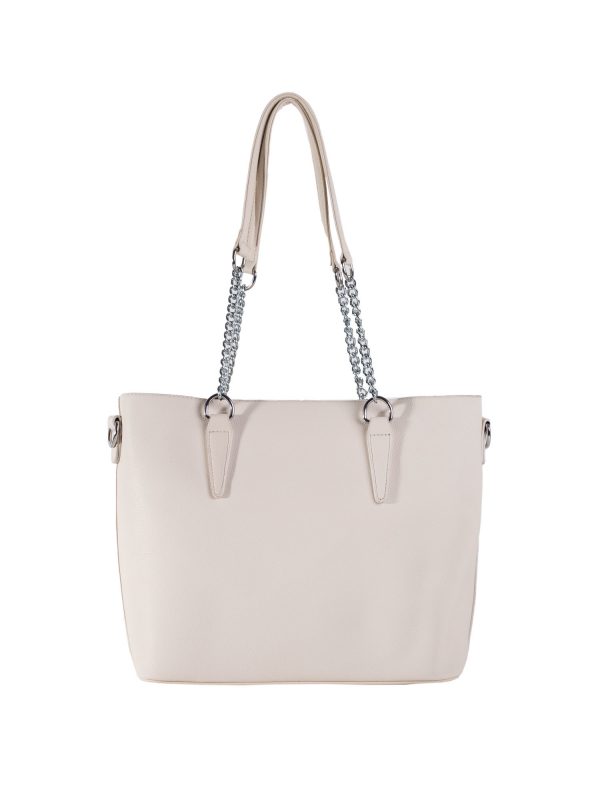 Light Beige Roomy Shoulder Bag With Cosmetic Bag