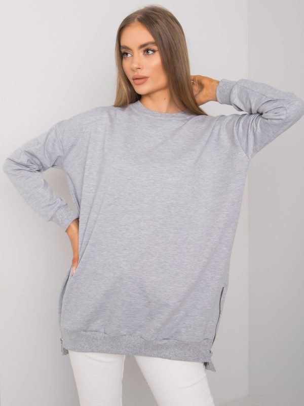 Grey melange long sleeve tunic Rhiannon