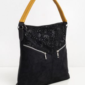 Black eco-leather urban handbag