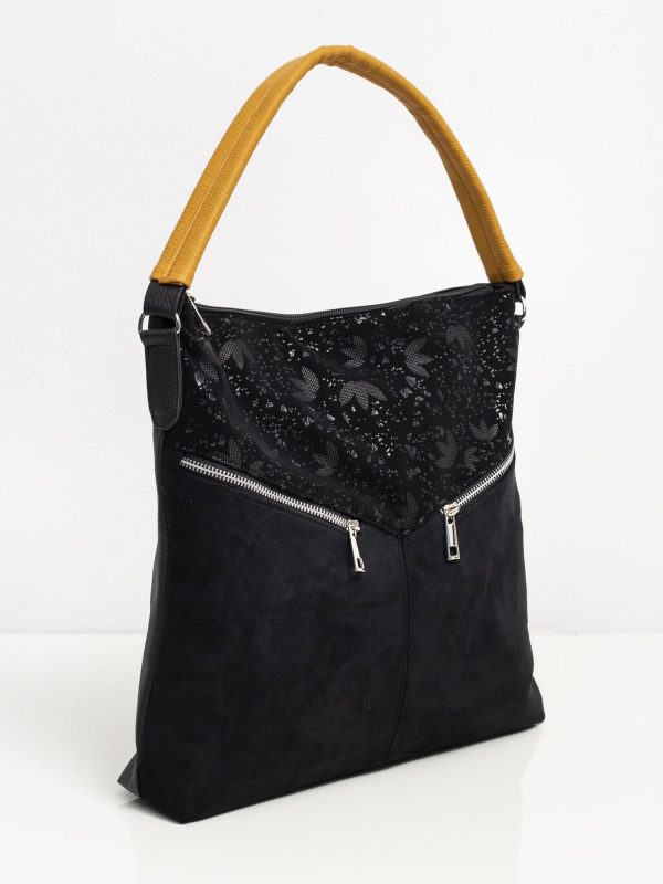 Black eco-leather urban handbag