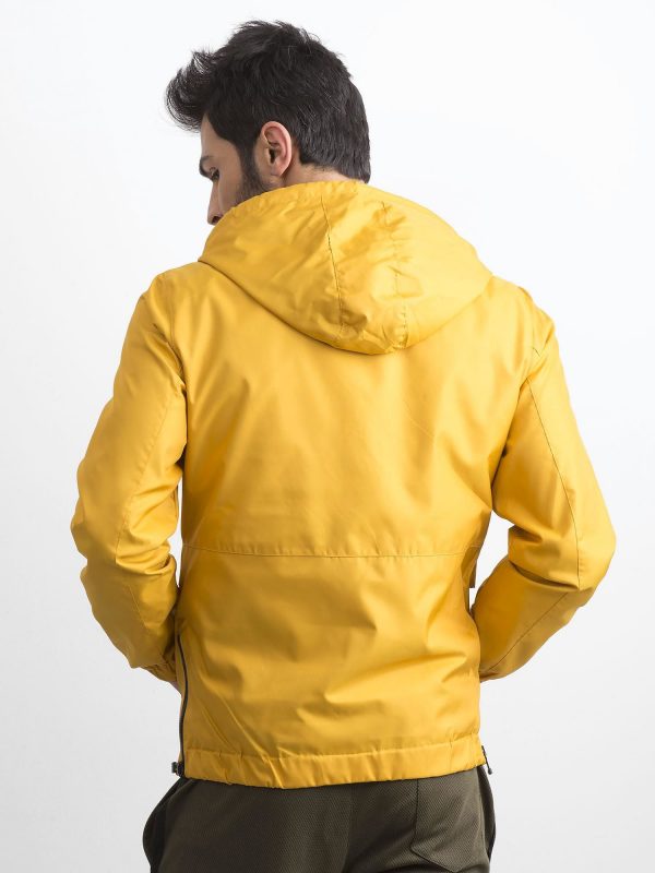 Dark Yellow Men's Hooded Windbreaker Jacket