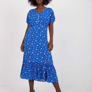 Blue dress with viscose prints RUE PARIS