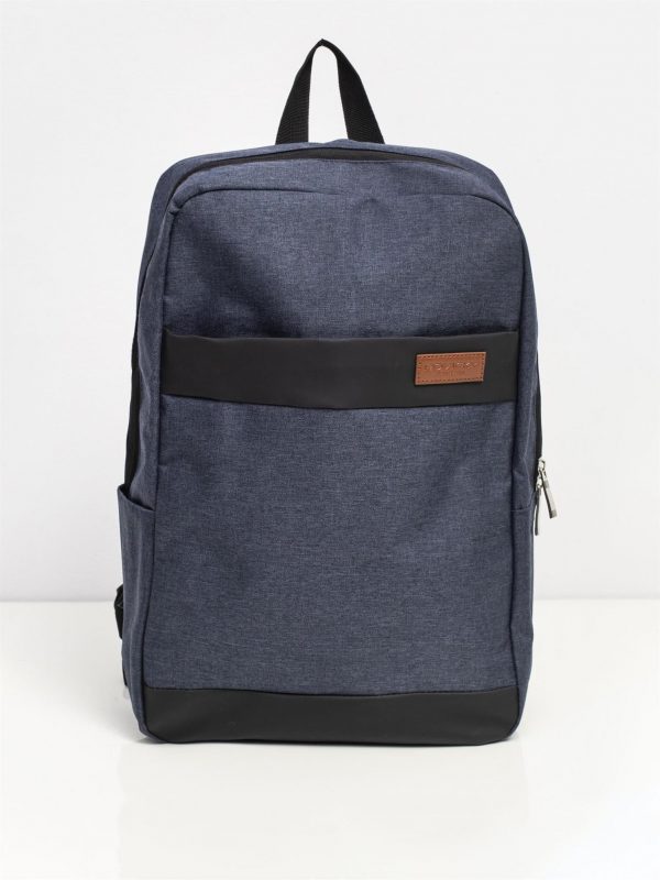 Navy Blue Laptop Backpack with External Pocket