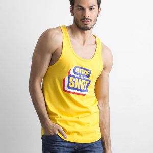 Yellow Printed Sleeveless Men's T-Shirt