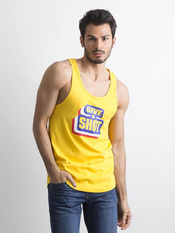 Yellow Printed Sleeveless Men's T-Shirt