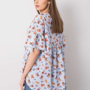 Light blue blouse with Remi prints