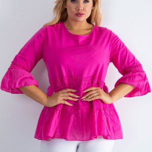 Dark pink boho tunic with ruffle PLUS SIZE