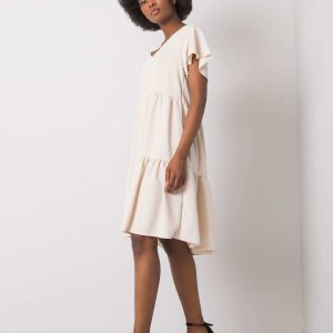 Beige dress with ruffle Manette RUE PARIS