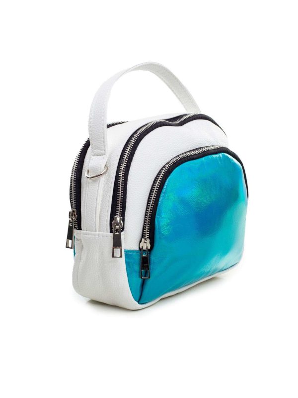 White and blue eco-leather handbag