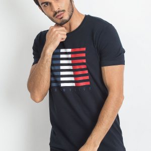 TOMMY LIFE Navy blue t-shirt for men with print