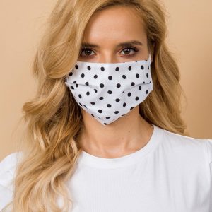 White and black polka polka polka pea mask