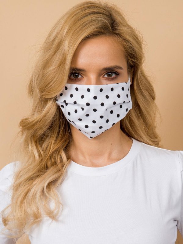 White and black polka polka polka pea mask